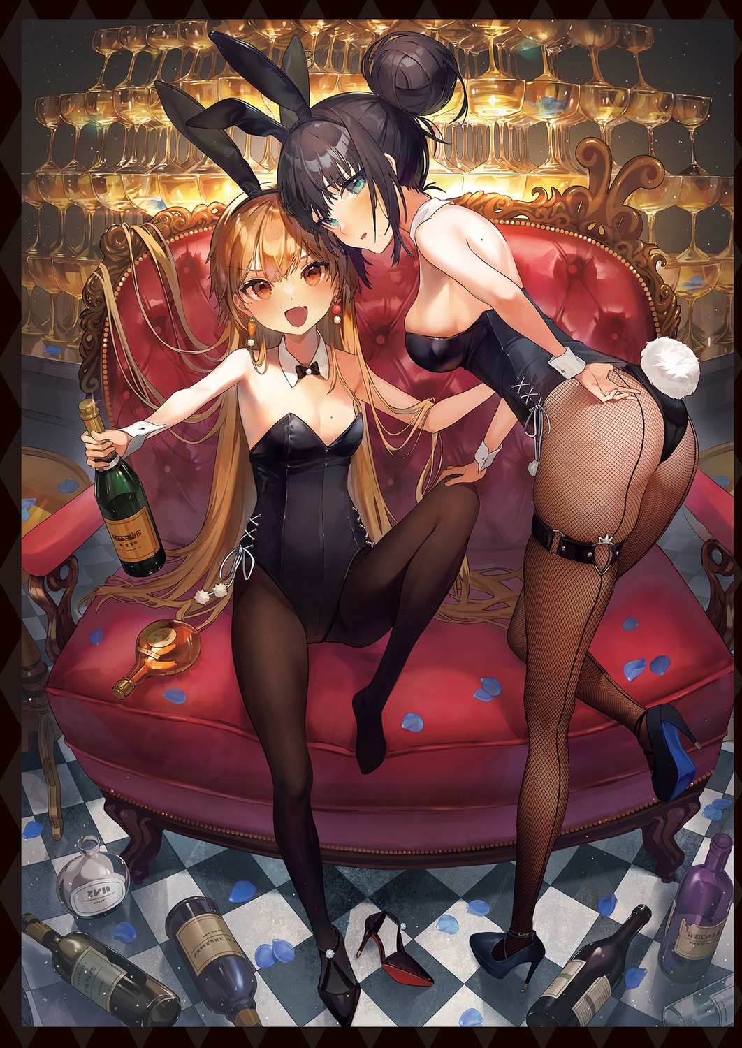 animal_ears, ass, bunny_ears, bunny_girl, fishnets, garter, heels, ikaninaritai8, no_bra, pantyhose, tail