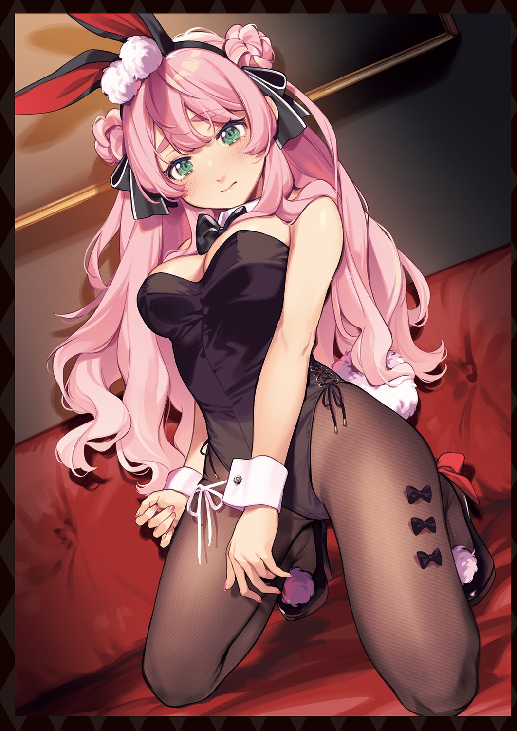 animal_ears, bunny_ears, bunny_girl, heels, no_bra, pantyhose, wantan_meo