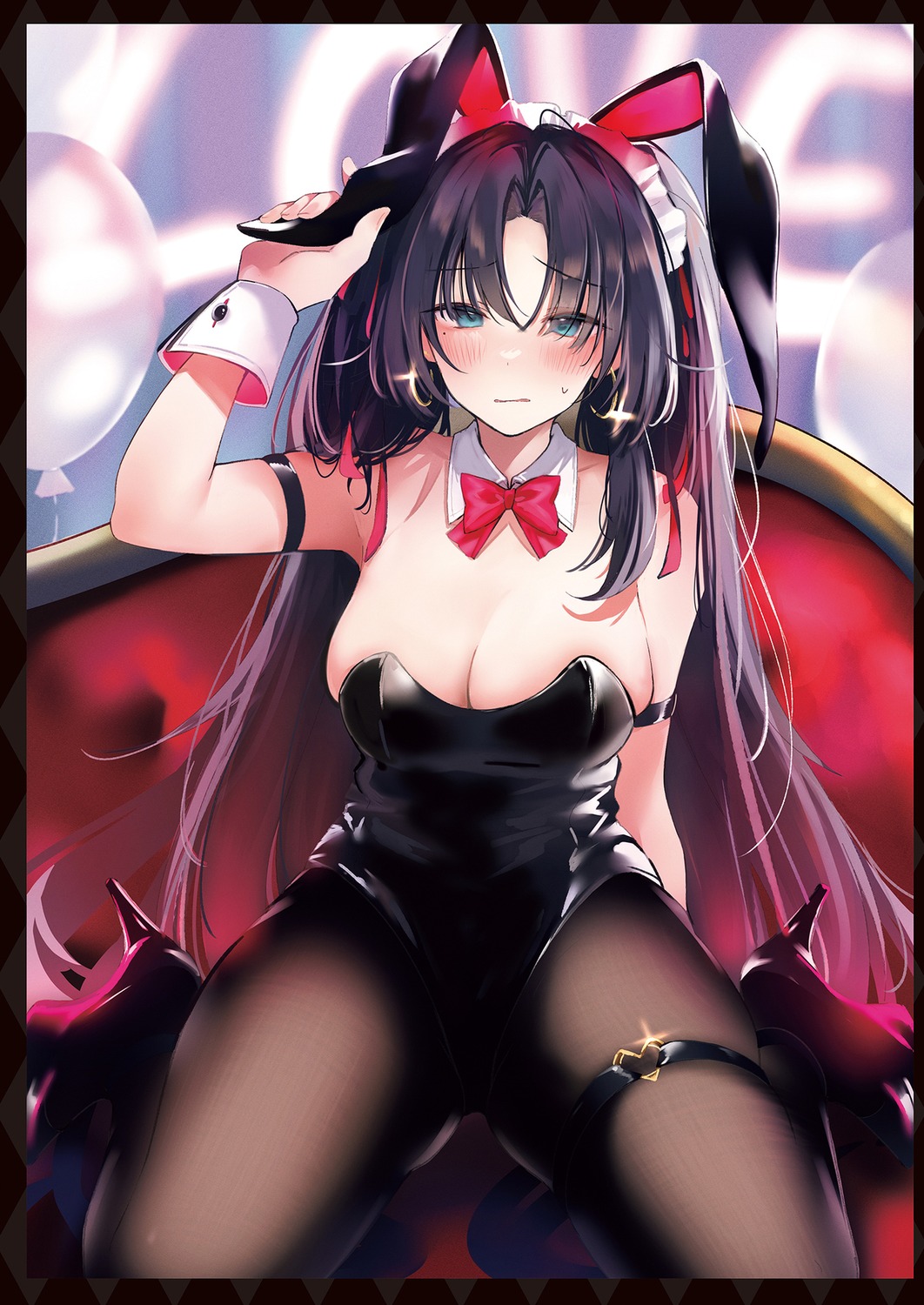 animal_ears, bunny_ears, bunny_girl, garter, heels, nekomugiharu, no_bra, pantyhose