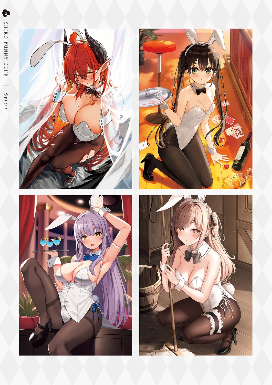 animal_ears, bunny_ears, bunny_girl, fuumi, garter, heels, horns, marse_(rokudaime)