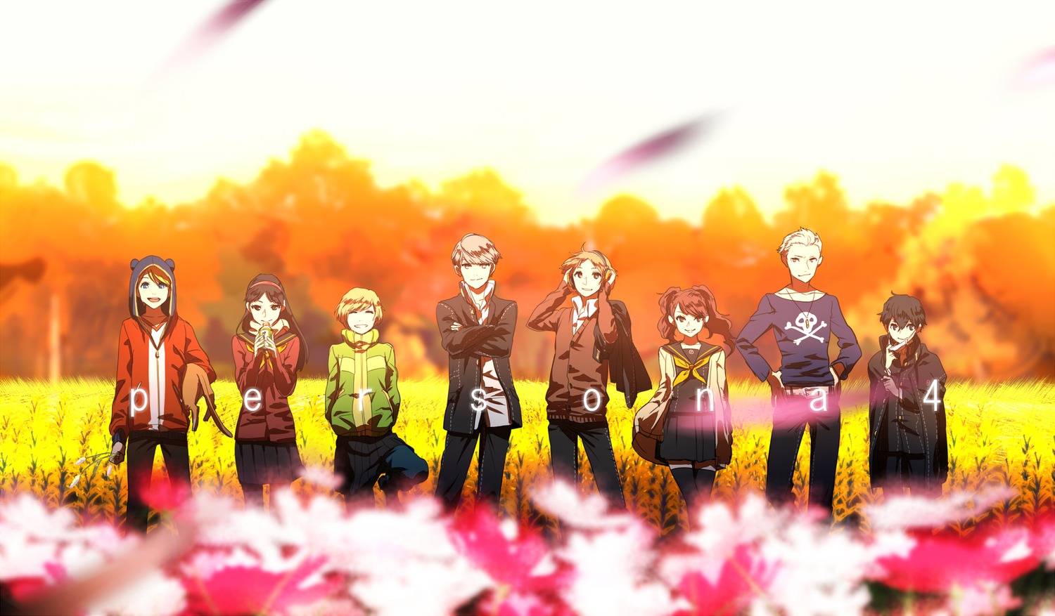 headphones, megaten, persona, persona_4, seifuku, serori_(koredemoka), sweater, thighhighs