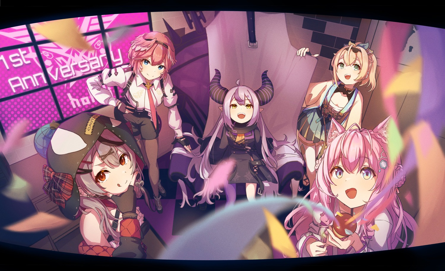 animal_ears, devil, garter, hakui_koyori, hololive, horns, japanese_clothes, kazama_iroha