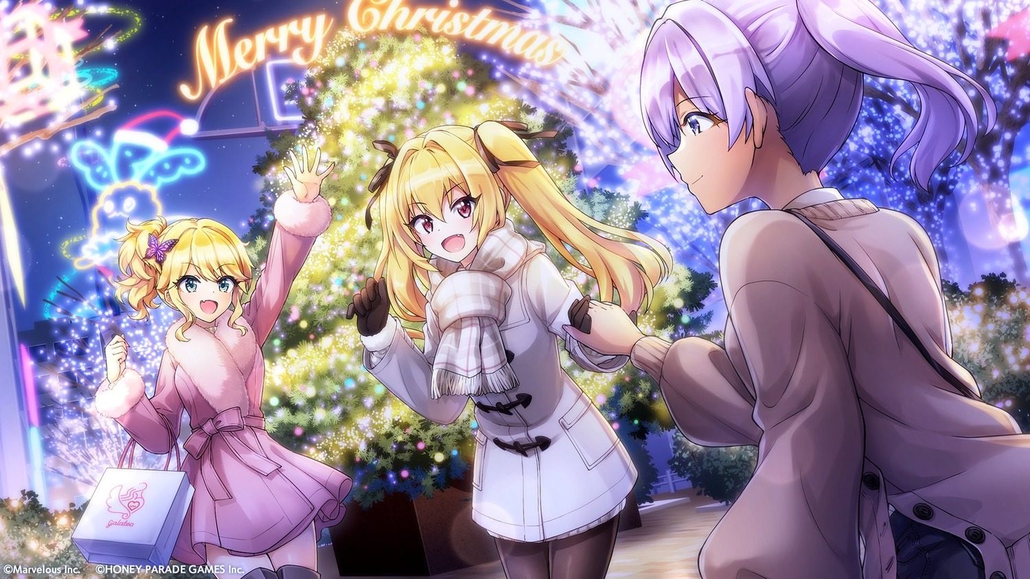 christmas, dolphin_wave, izumi_kiri, kazami_ellen, pantyhose, souma_hayate, sweater, takuji