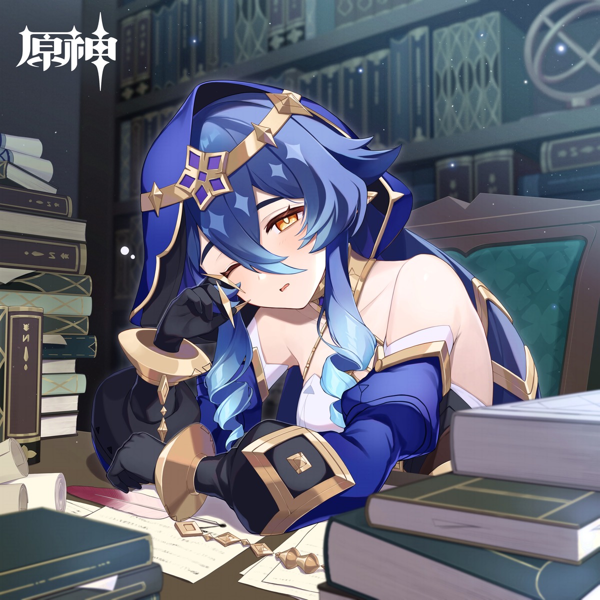 genshin_impact, layla_(genshin_impact), no_bra, pointy_ears, yamabukiiro