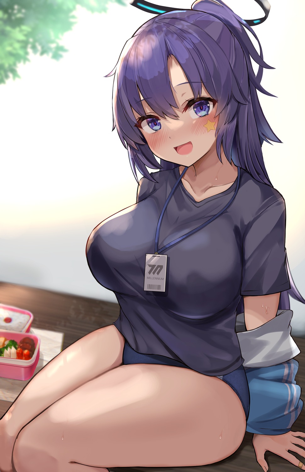 blue_archive, buruma, gym_uniform, halo, hayase_yuuka, kihou_no_gotoku_dmc, tattoo