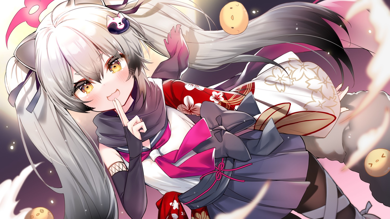 animal_ears, blue_archive, chidori_michiru, garter, halo, hecha, ninja, pantyhose