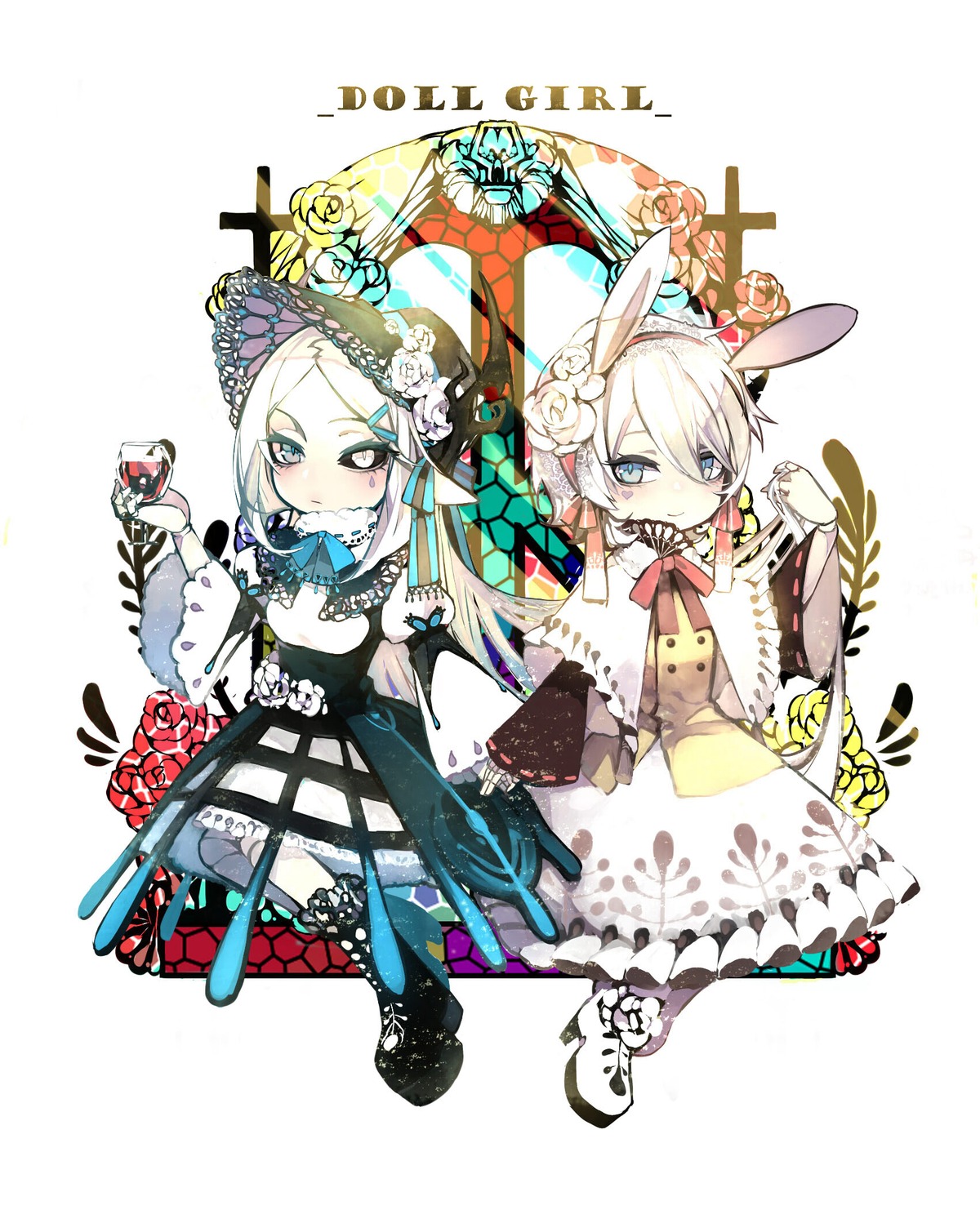 animal_ears, bunny_ears, godlailer, gothic_lolita, heels, lolita_fashion, vocaloid, yan_he, zhanyin_lorra