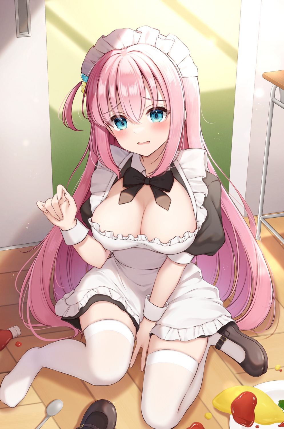 bocchi_the_rock!, gotou_hitori, maid, no_bra, thighhighs, yukiunag1