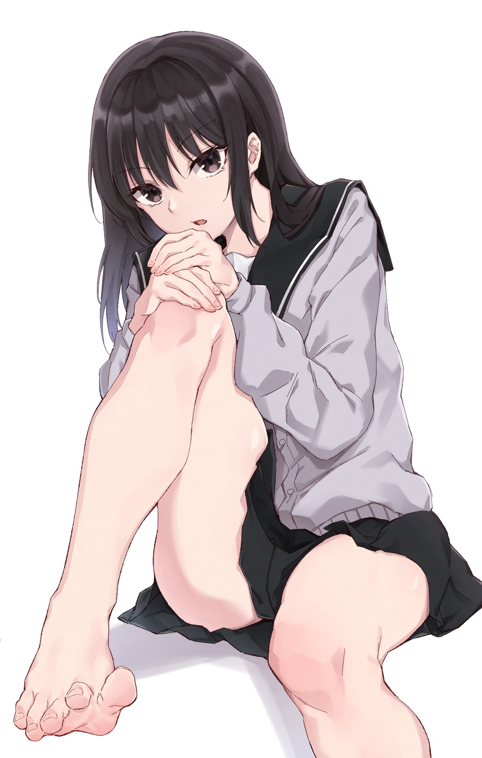 batatata77, feet, seifuku, skirt_lift, sweater