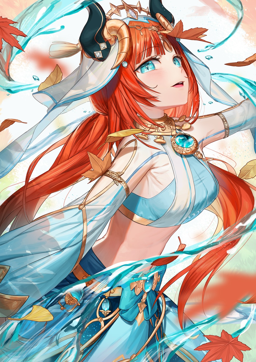 genshin_impact, horns, let_ssa, nilou, see_through