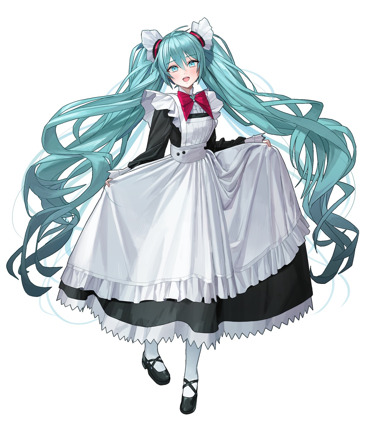 hatsune_miku, let_ssa, maid, skirt_lift, vocaloid
