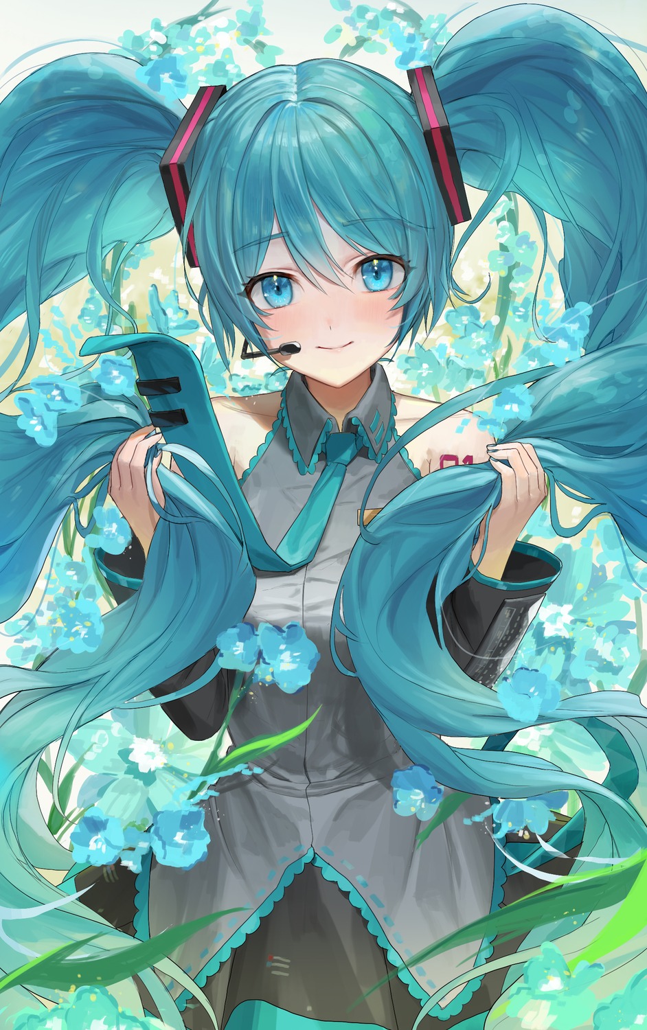 hatsune_miku, headphones, let_ssa, tattoo, vocaloid
