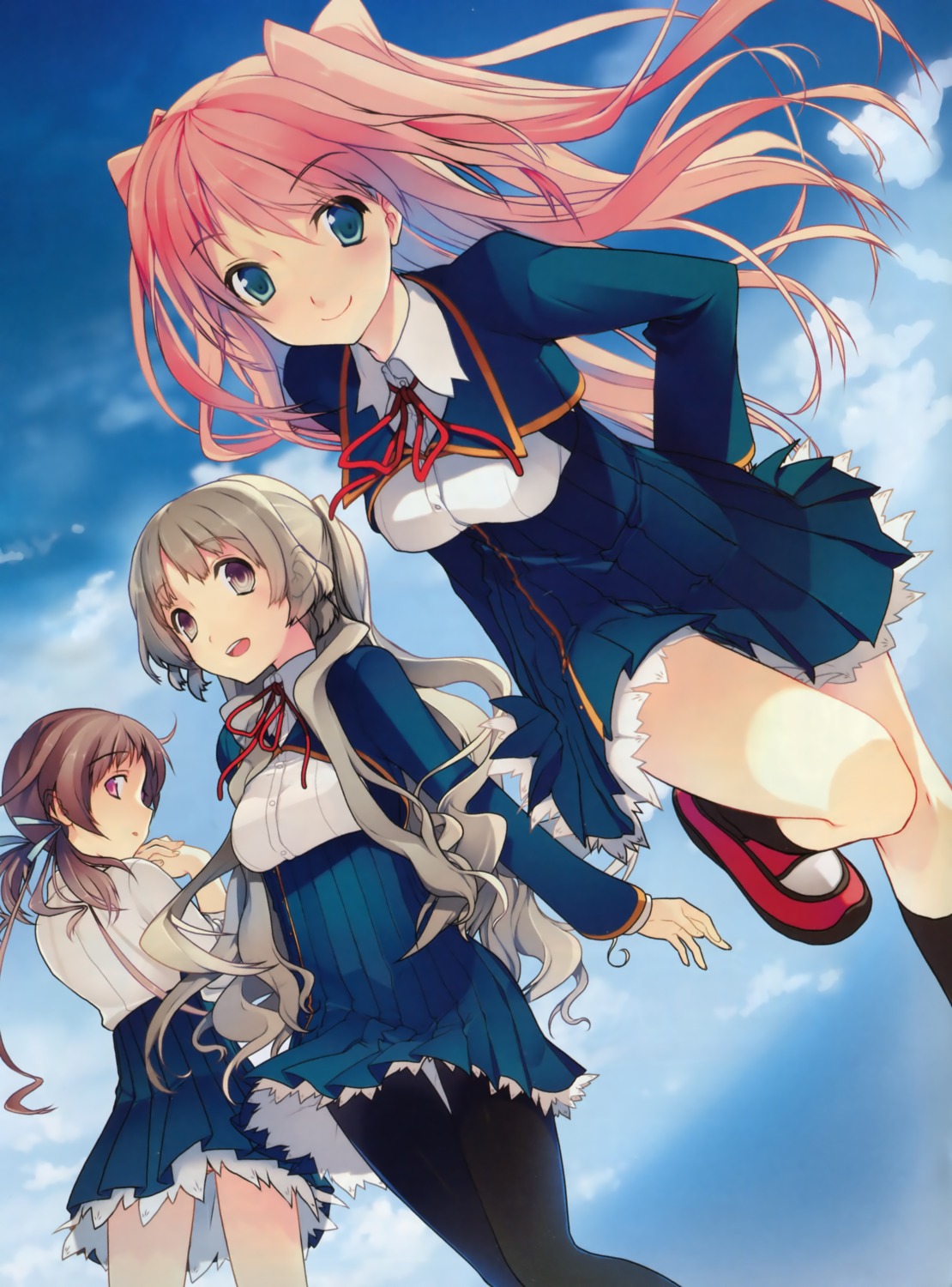 akinashi_yuu, aomi_isara, kiba_mifuyu, koi_to_senkyo_to_chocolate, pantyhose, seifuku, sprite, sumiyoshi_chisato