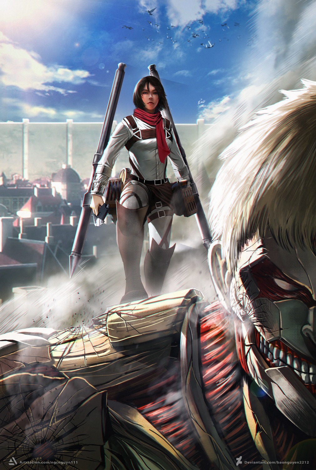 armor, bao_nguyen, garter, mikasa_ackerman, shingeki_no_kyojin, uniform