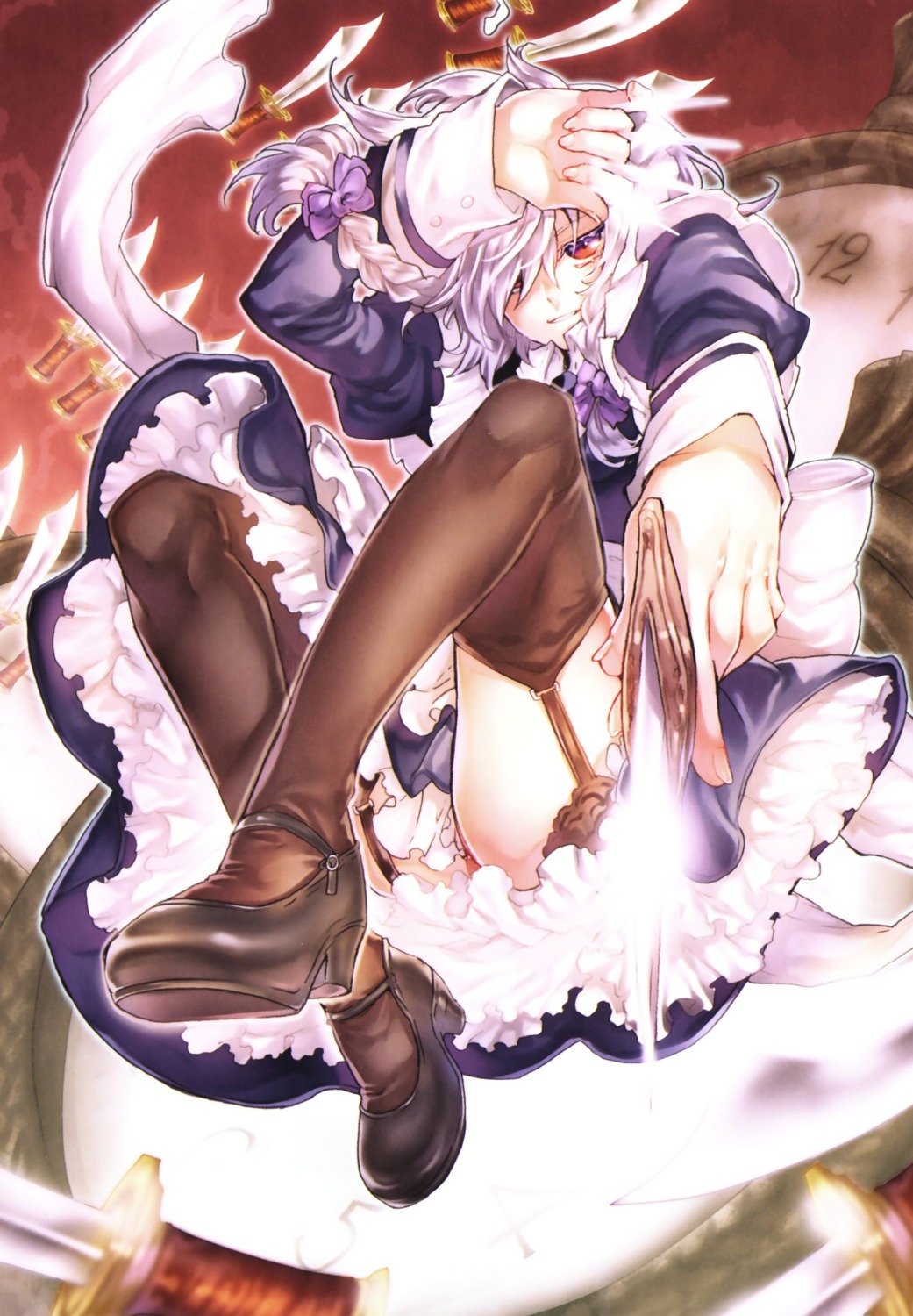 izayoi_sakuya, maid, tenkuu_sphere, thighhighs, touhou