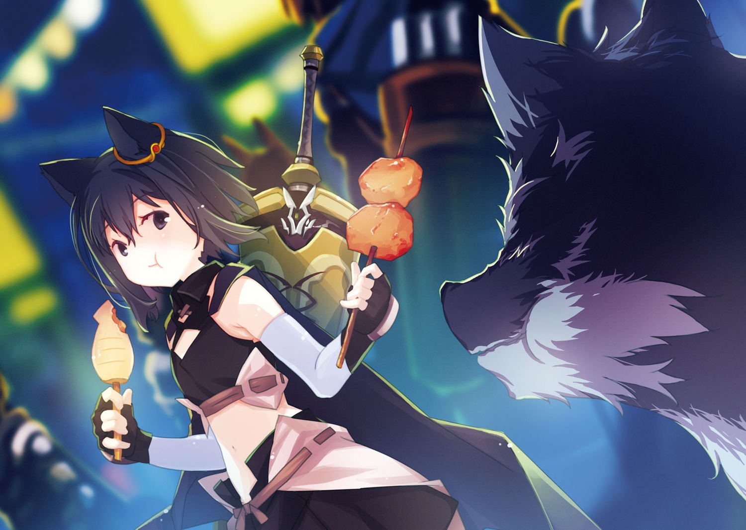 animal_ears, fran_(tenken), nekomimi, ruroo, shishou_(tenken), sword, tensei_shitara_ken_deshita