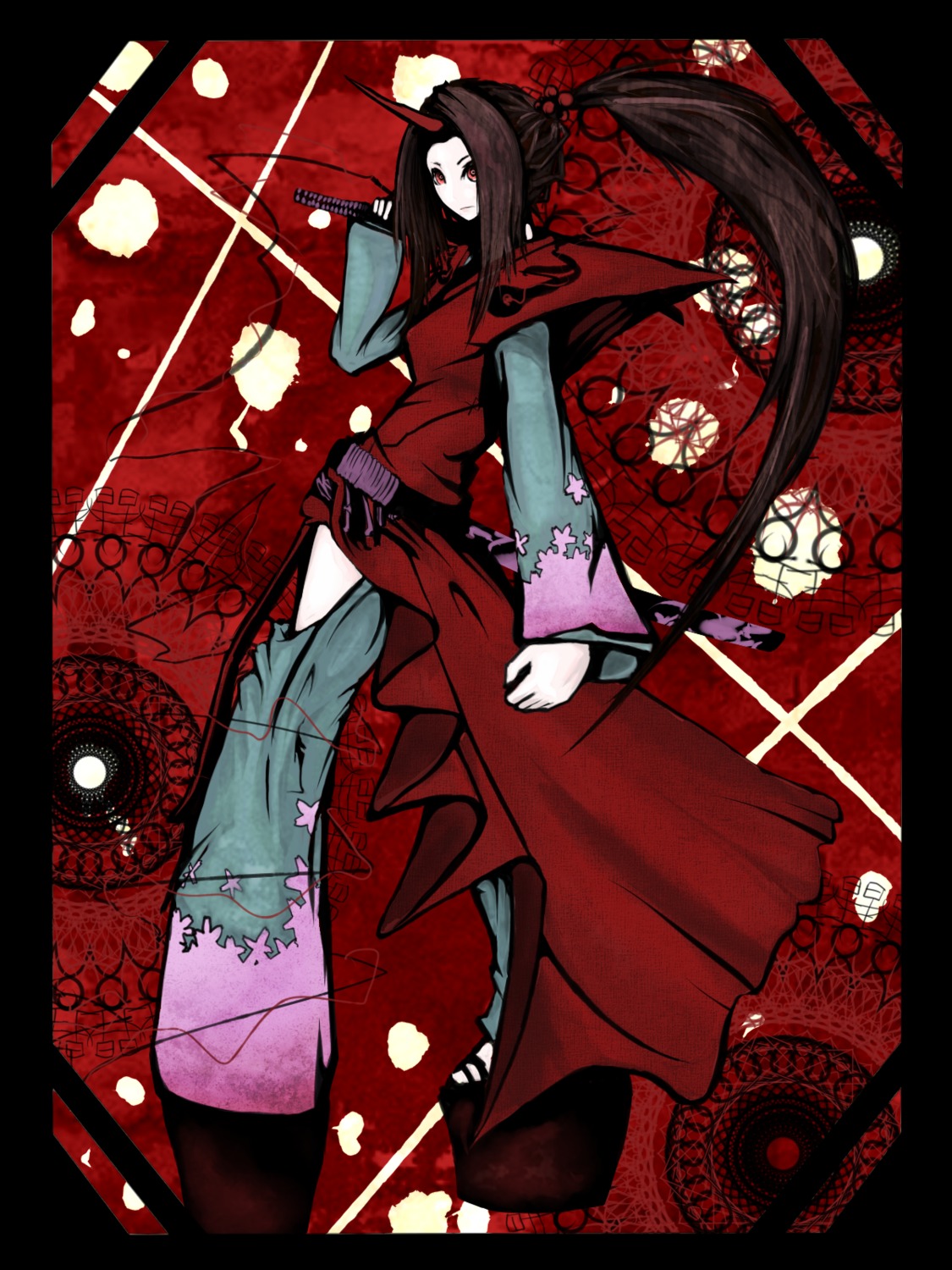 horns, konngara, kusakanmuri, sword, touhou