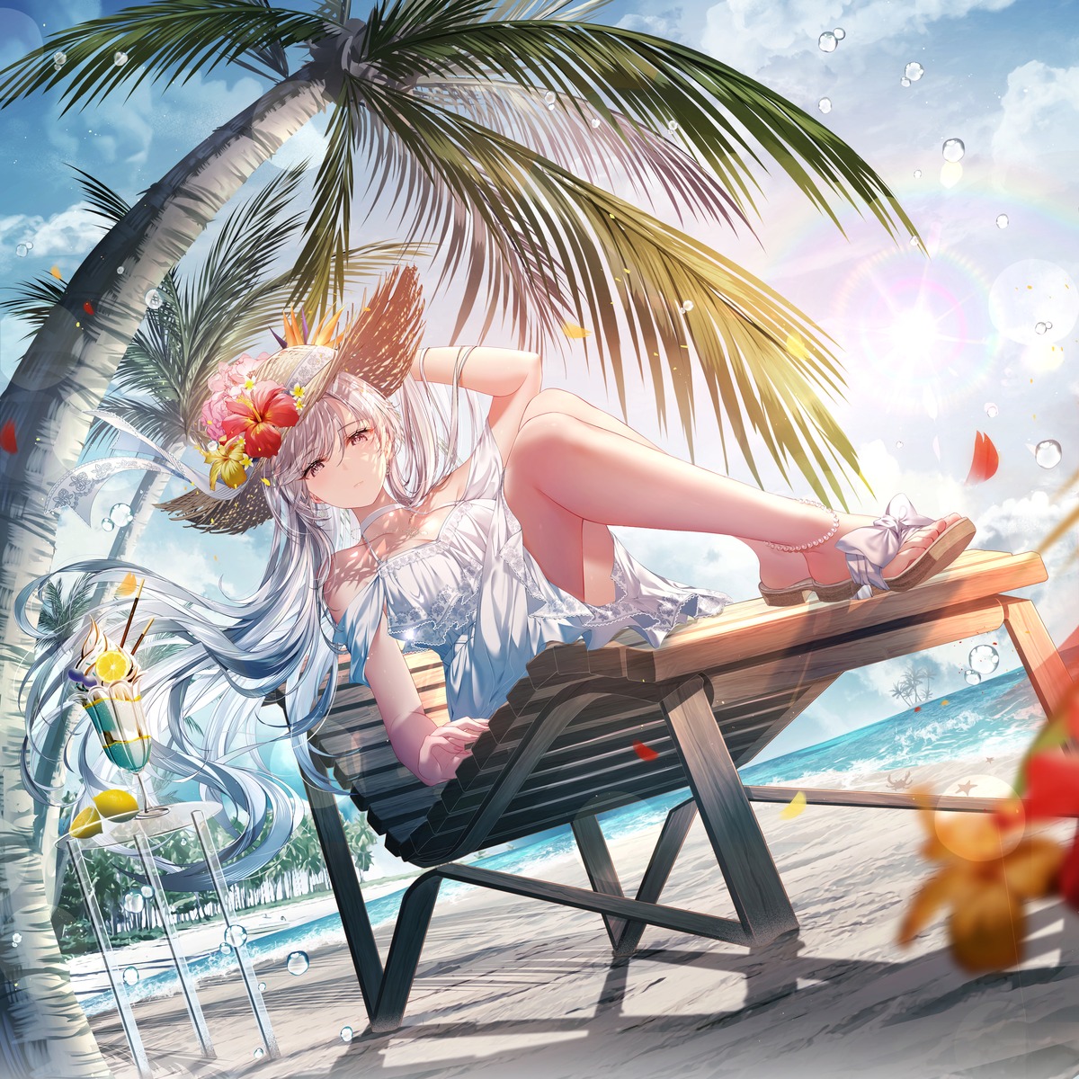 cleavage, dress, junpaku_karen, no_bra, summer_dress