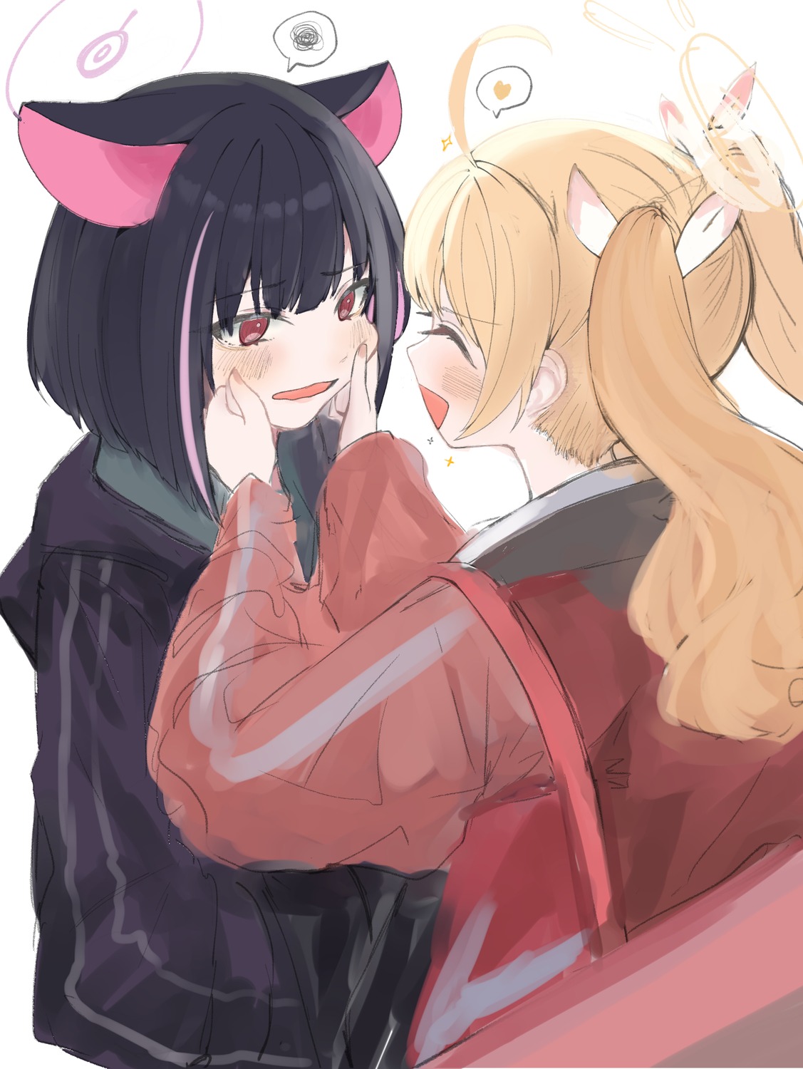 animal_ears, blue_archive, halo, ibaragi_yoshimi, kyouyama_kazusa, nekomimi, ran_(bearsoymilk), seifuku, sketch