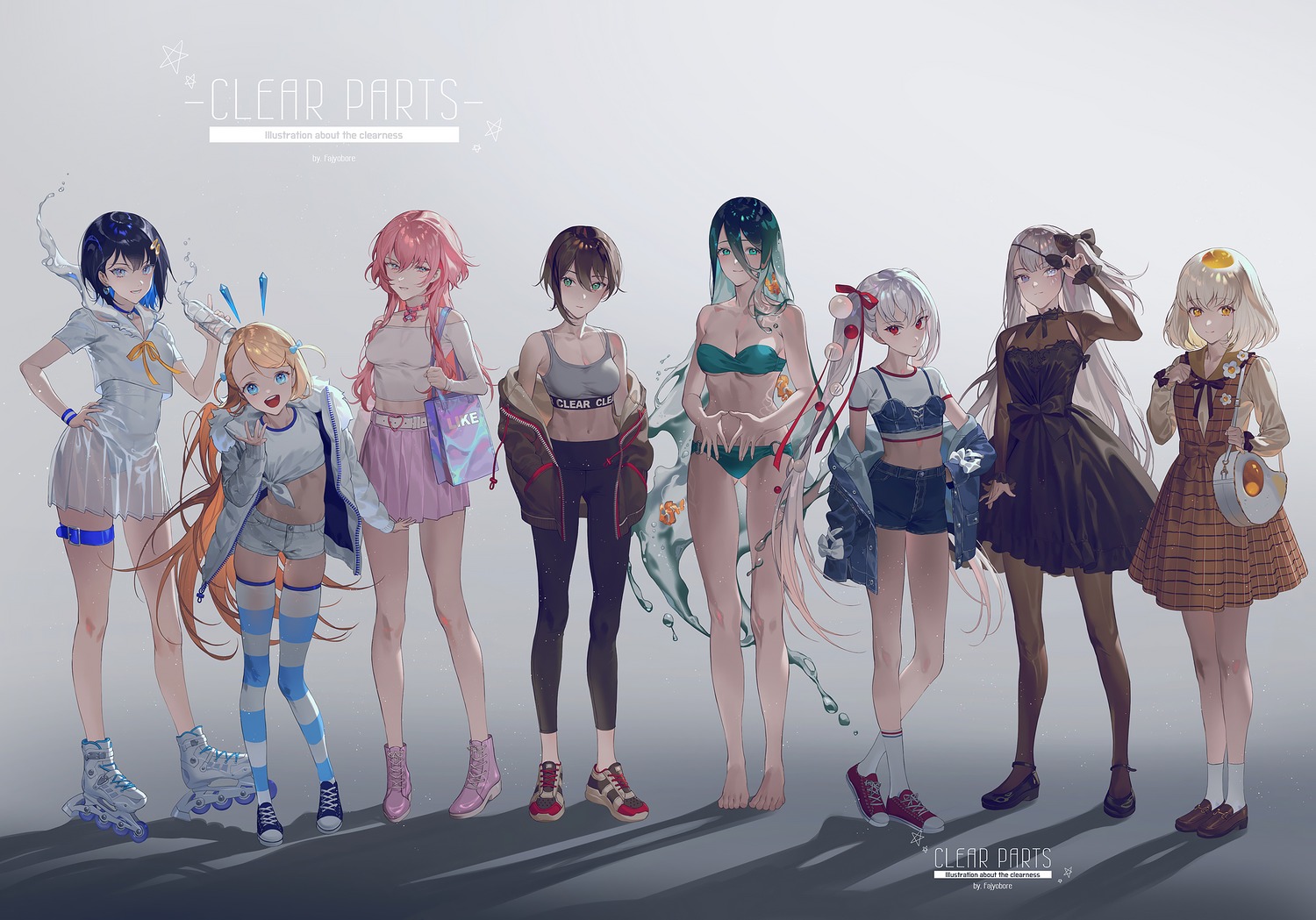 bikini, bra, cleavage, dress, eyepatch, fajyobore, garter, gym_uniform