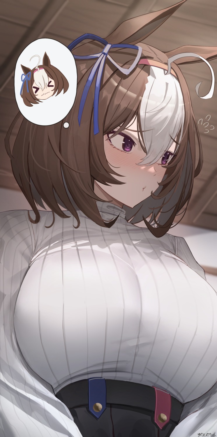 animal_ears, jeze, meisho_doto_(umamusume), sweater, uma_musume_pretty_derby