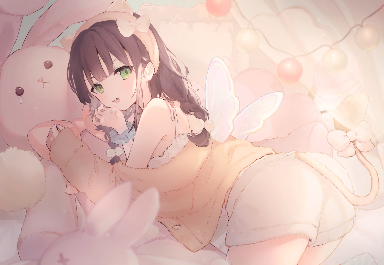 animal_ears, ass, nekomimi, pajama, suzumori_uina, tail, wings