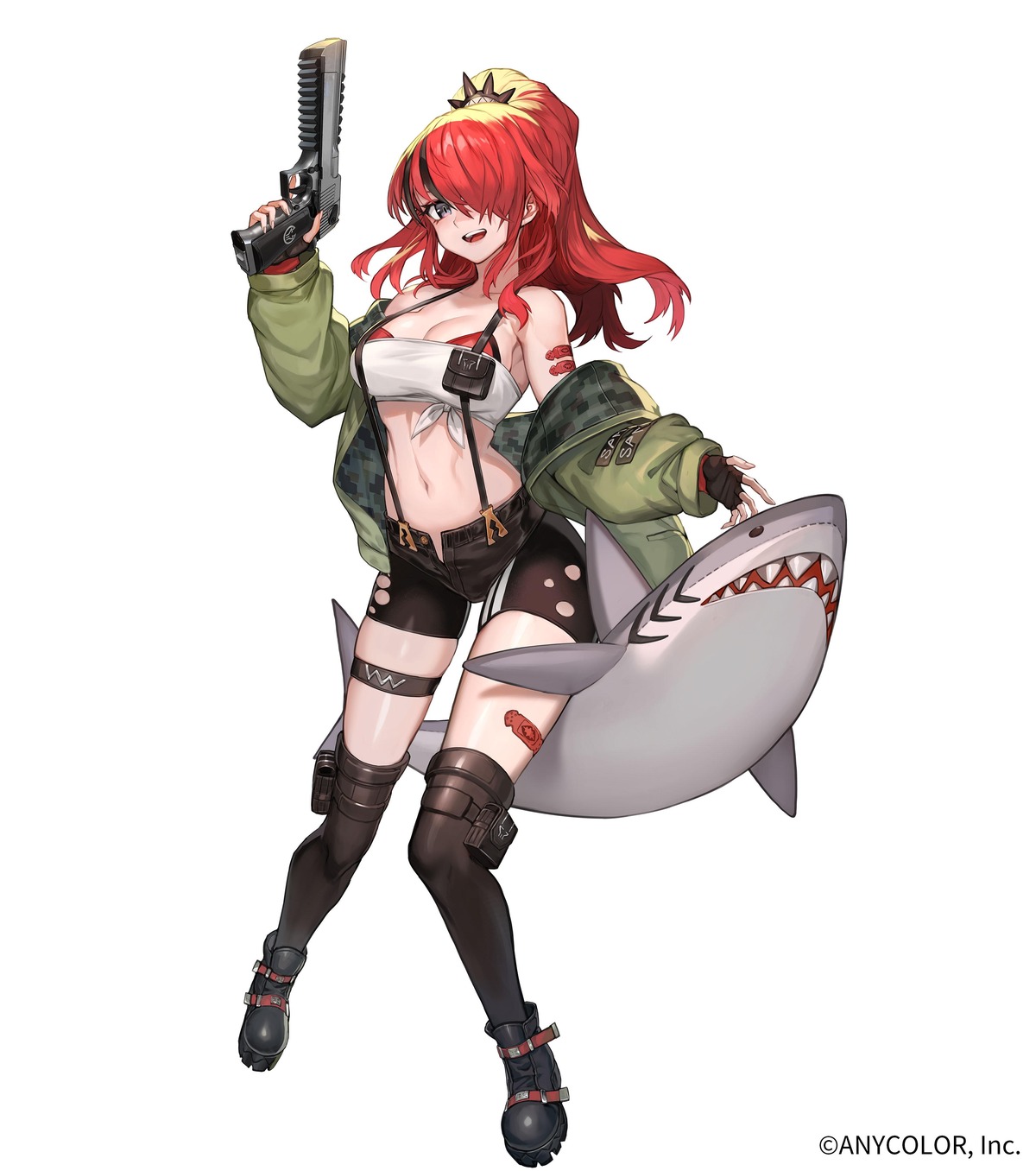 bandaid, bra, cleavage, garter, gun, lain_paterson, nijisanji, tagme