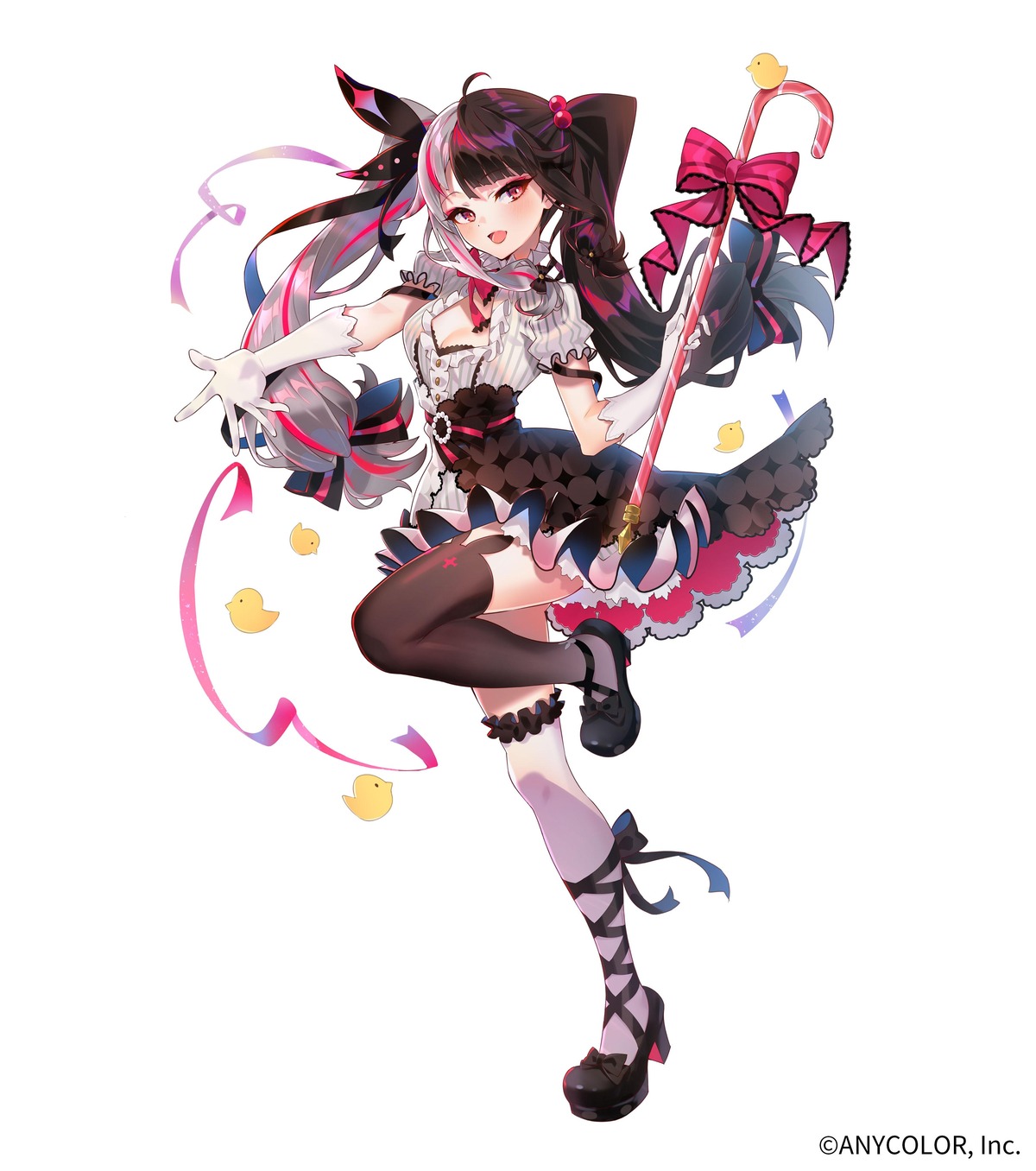 arutera, cleavage, heels, nijisanji, thighhighs, weapon, yorumi_rena
