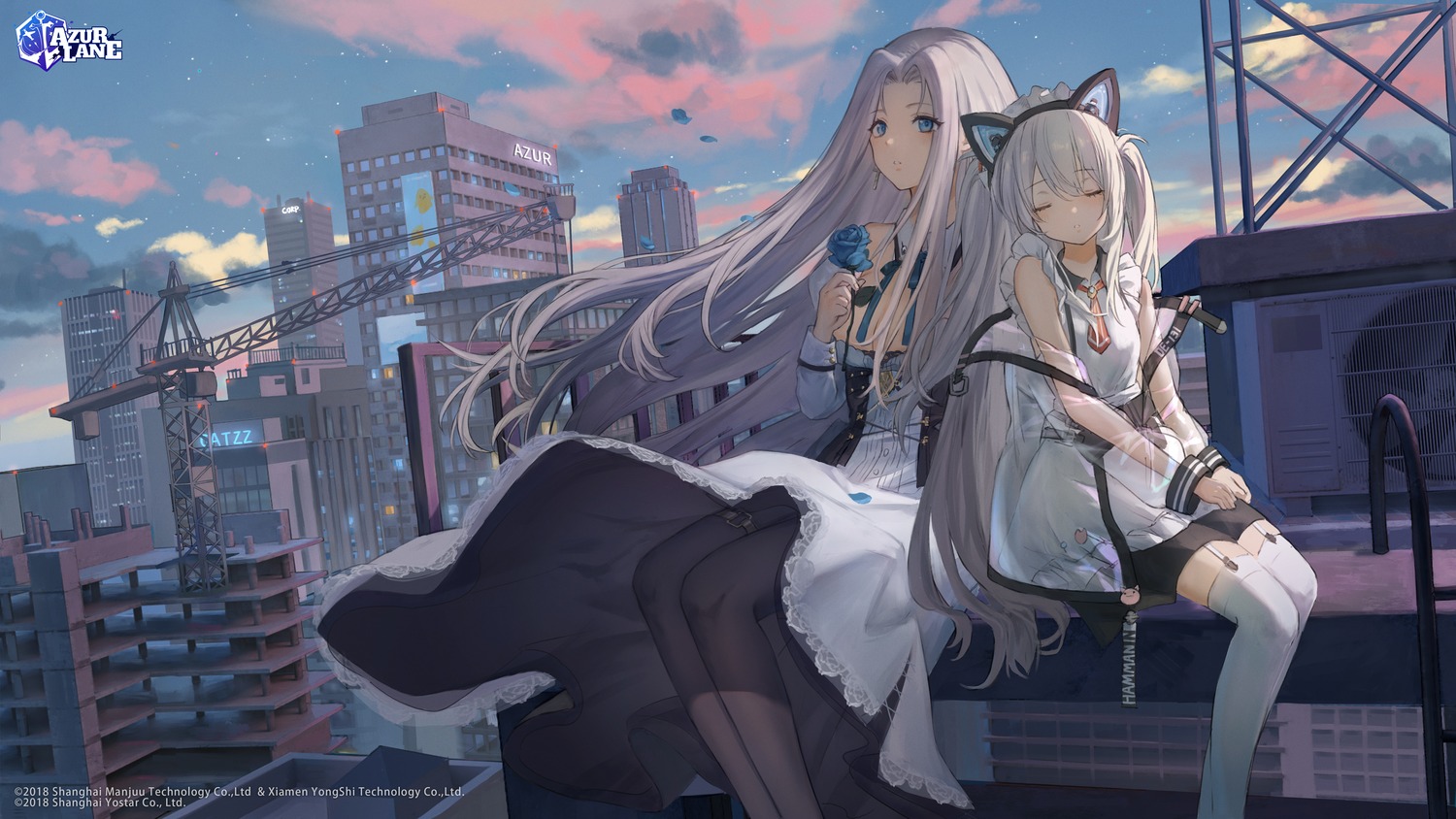 animal_ears, azur_lane, catzz, dress, garter, hammann_(azur_lane), pantyhose, see_through