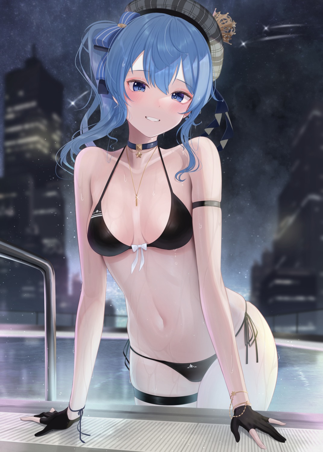 bikini, garter, hololive, hoshimachi_suisei, kachikachipiroo, swimsuits, wet