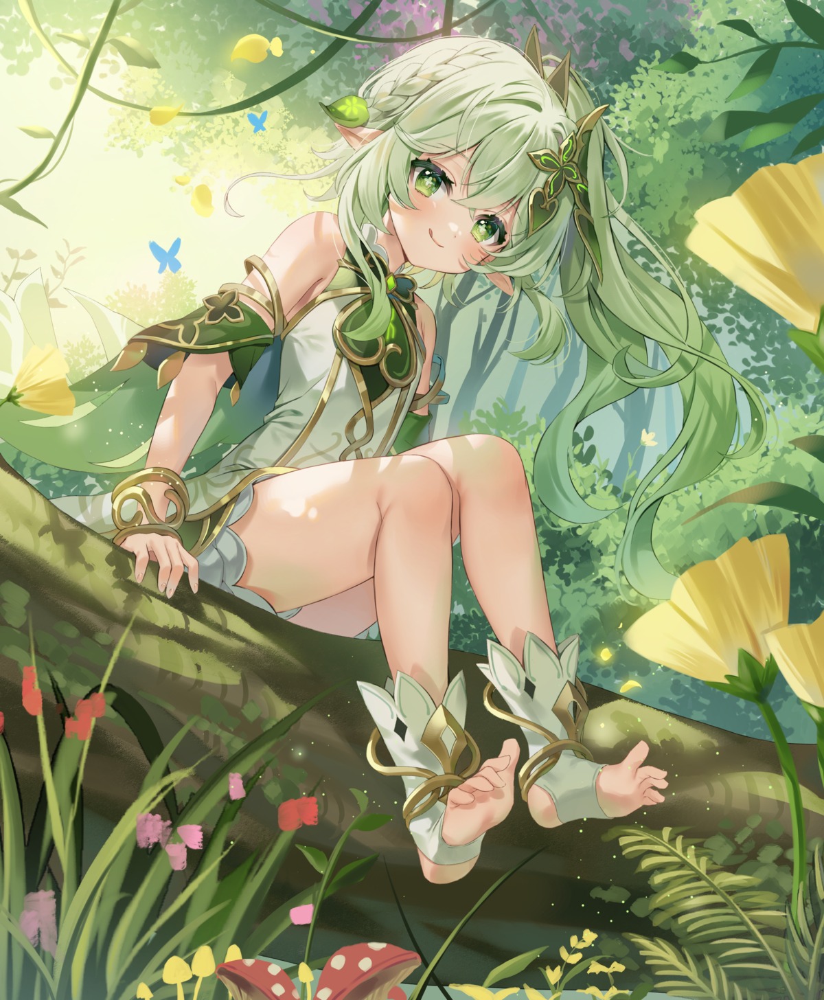 dress, feet, genshin_impact, nahida, pointy_ears, ranchan12