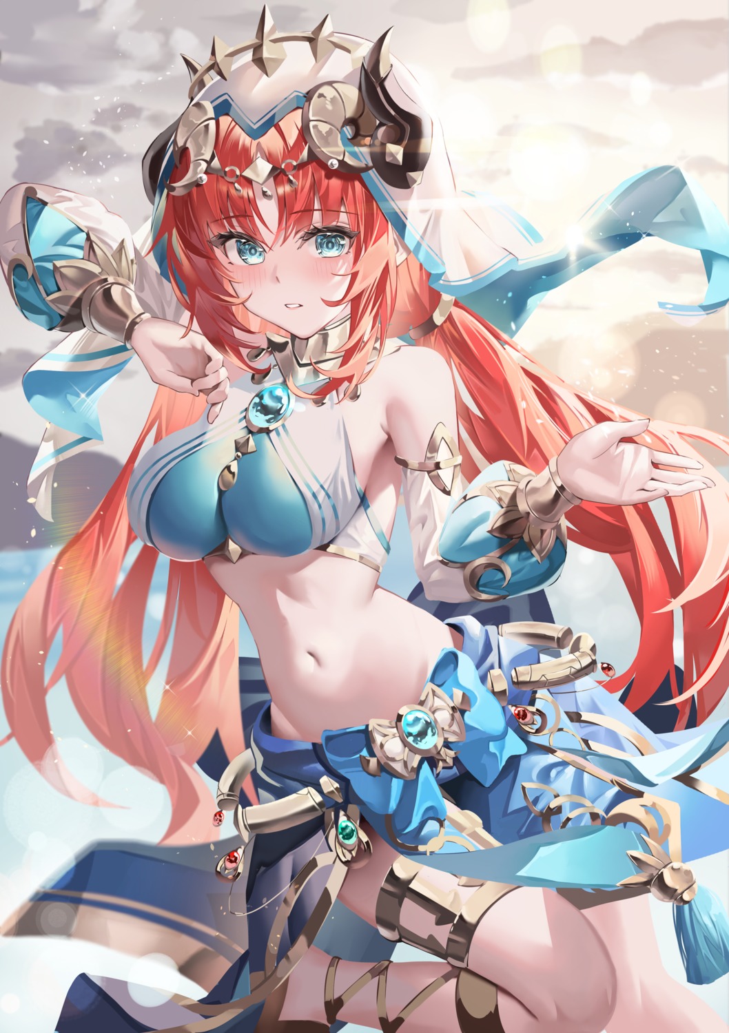 garter, genshin_impact, hao_827, horns, nilou, no_bra