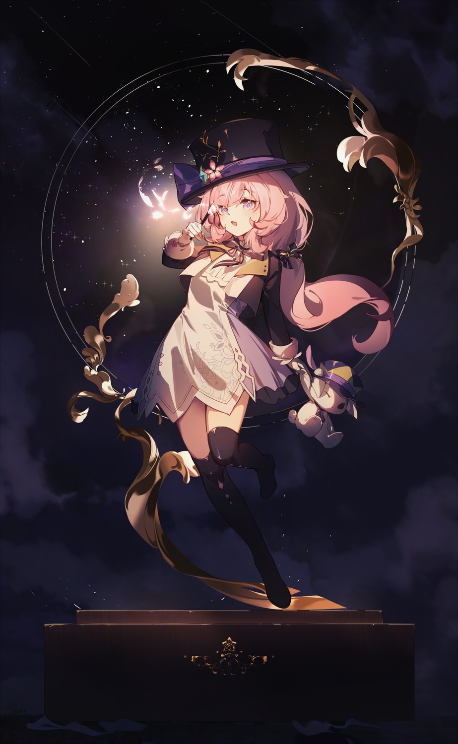 benghuai_xueyuan, cumin_cike, dress, elysia_(honkai_impact), honkai_impact, thighhighs, weapon