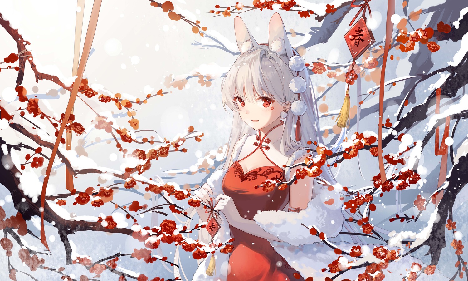 animal_ears, bunny_ears, chinadress, cleavage, morimori_(14292311)