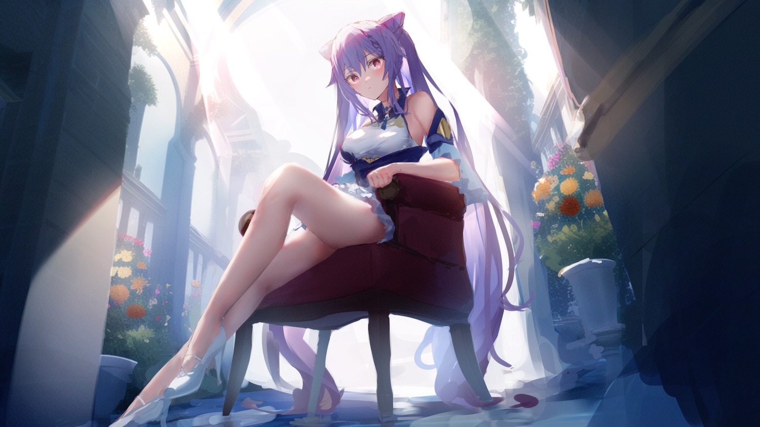 asian_clothes, genshin_impact, heels, keqing, tanaka212, wallpaper