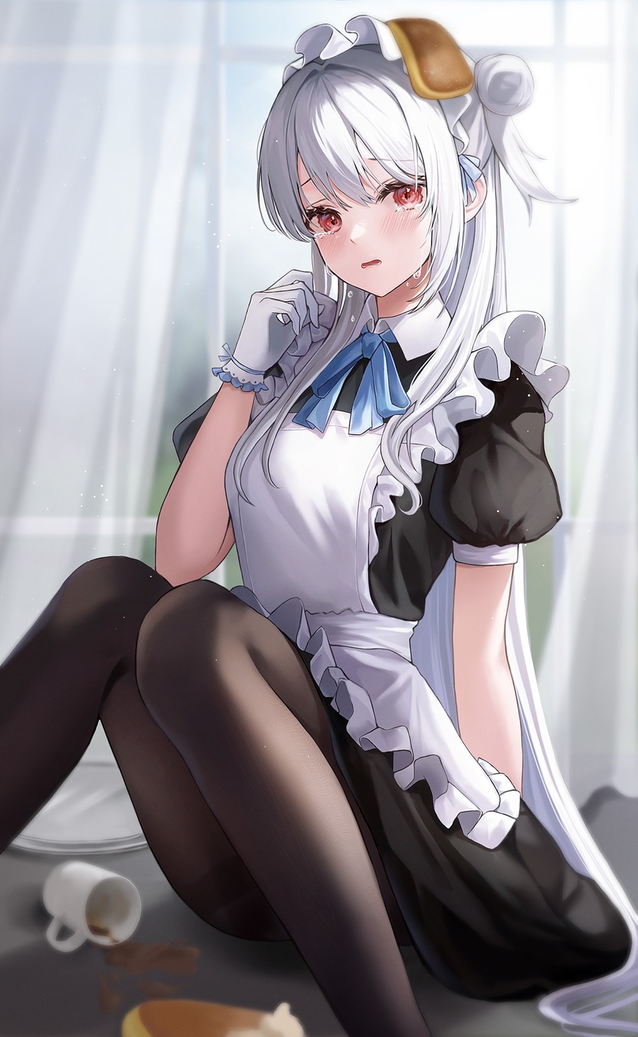 kottungyang, maid, pantyhose, skirt_lift