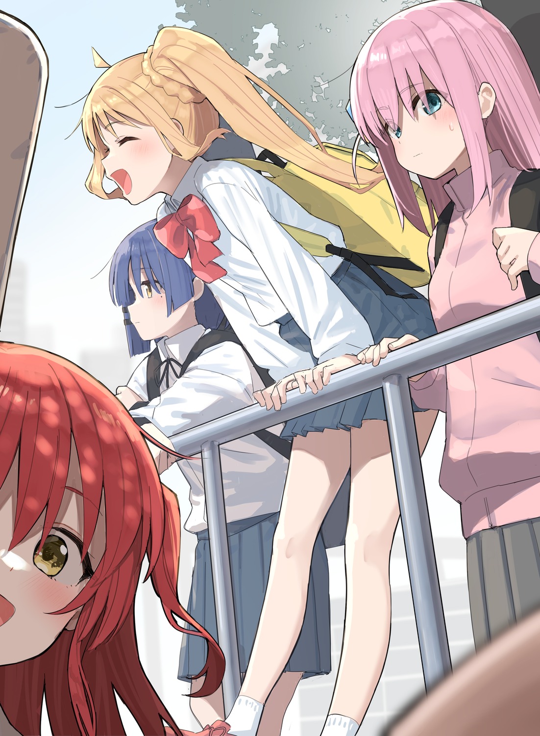 bocchi_the_rock!, gotou_hitori, gym_uniform, ijichi_nijika, kita_ikuyo, mameroku, seifuku, yamada_ryou