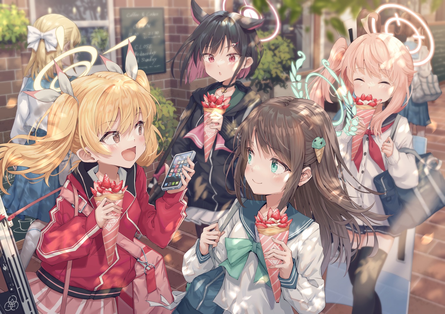 animal_ears, blue_archive, halo, hirokazu_(analysis-depth), ibaragi_yoshimi, kurimura_airi, kyouyama_kazusa, nekomimi