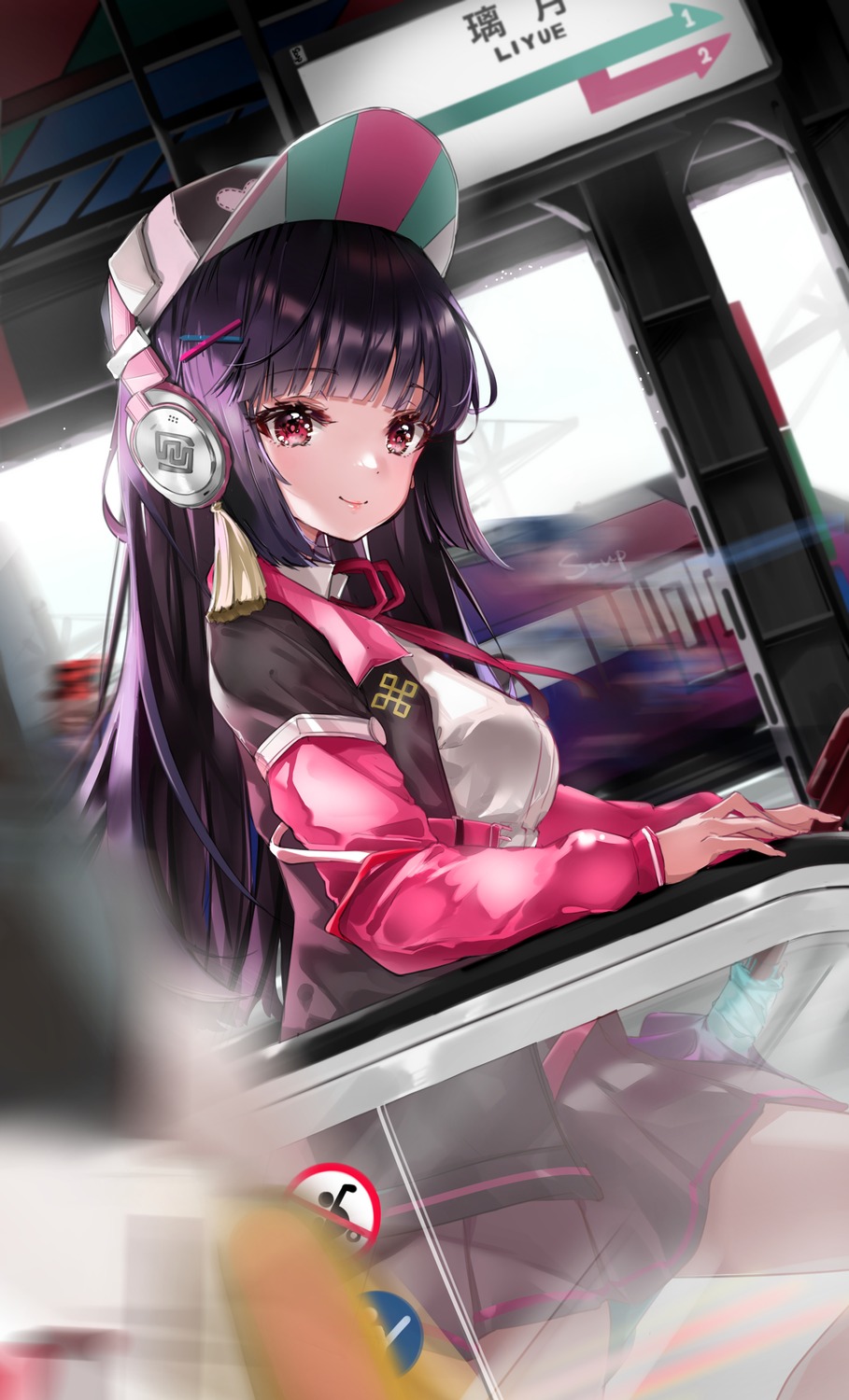 genshin_impact, headphones, scup, seifuku, yun_jin