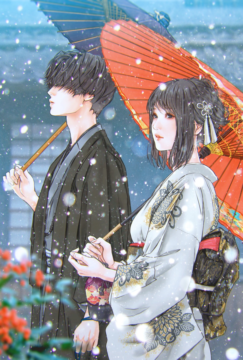 kimono, kinoebi, umbrella