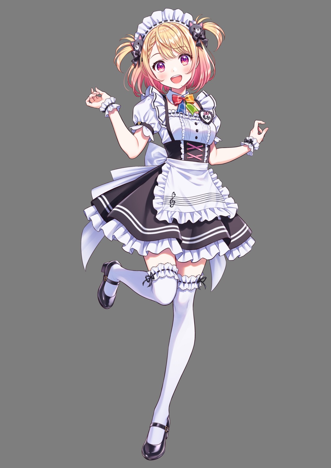 garter, heels, maid, morikura_en, otome_mocha, otome_mocha_project, thighhighs, transparent_png