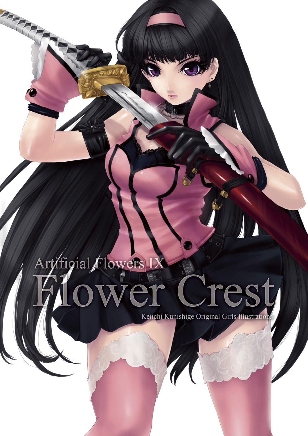 kunishige_keiichi, sword, thighhighs