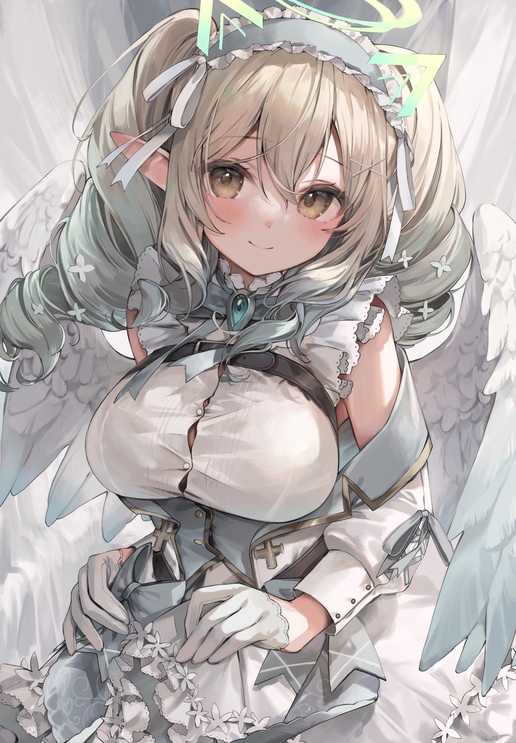 ame_929, angel, animal_ears, dress, nanase_eru, pointy_ears, varium, wings