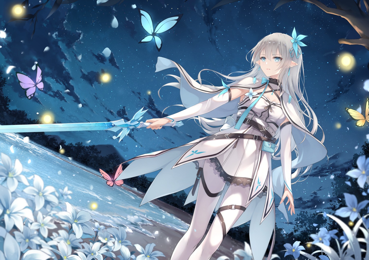 dress, fuuro_(johnsonwade), garter, pantyhose, sword