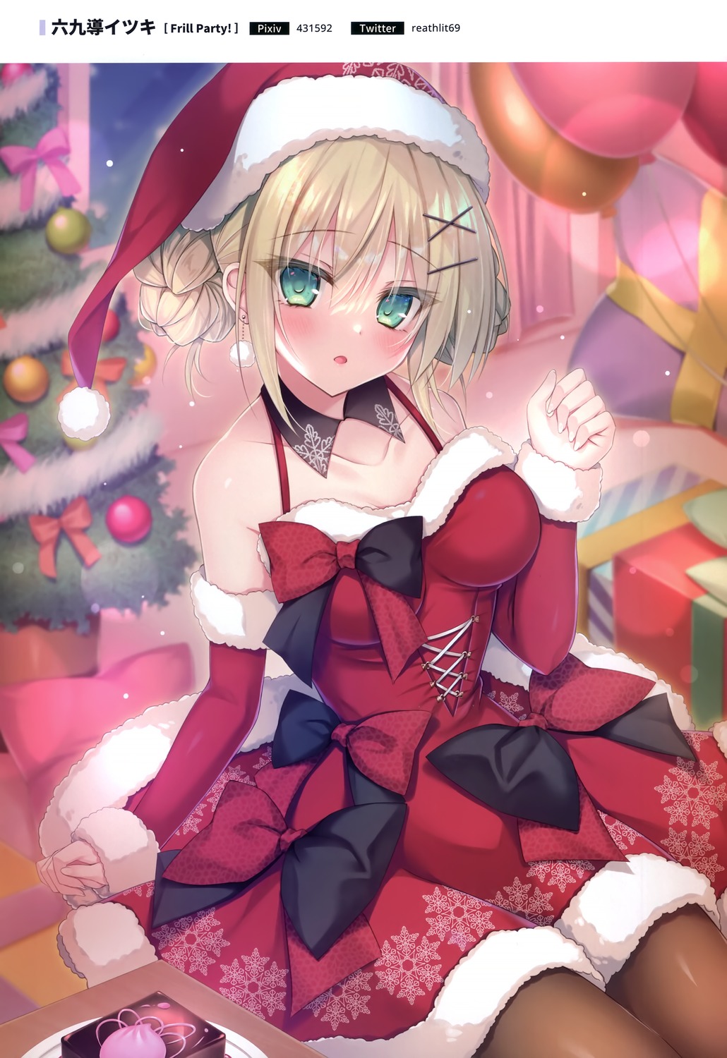 christmas, dress, melonbooks, pantyhose, rokudou_itsuki