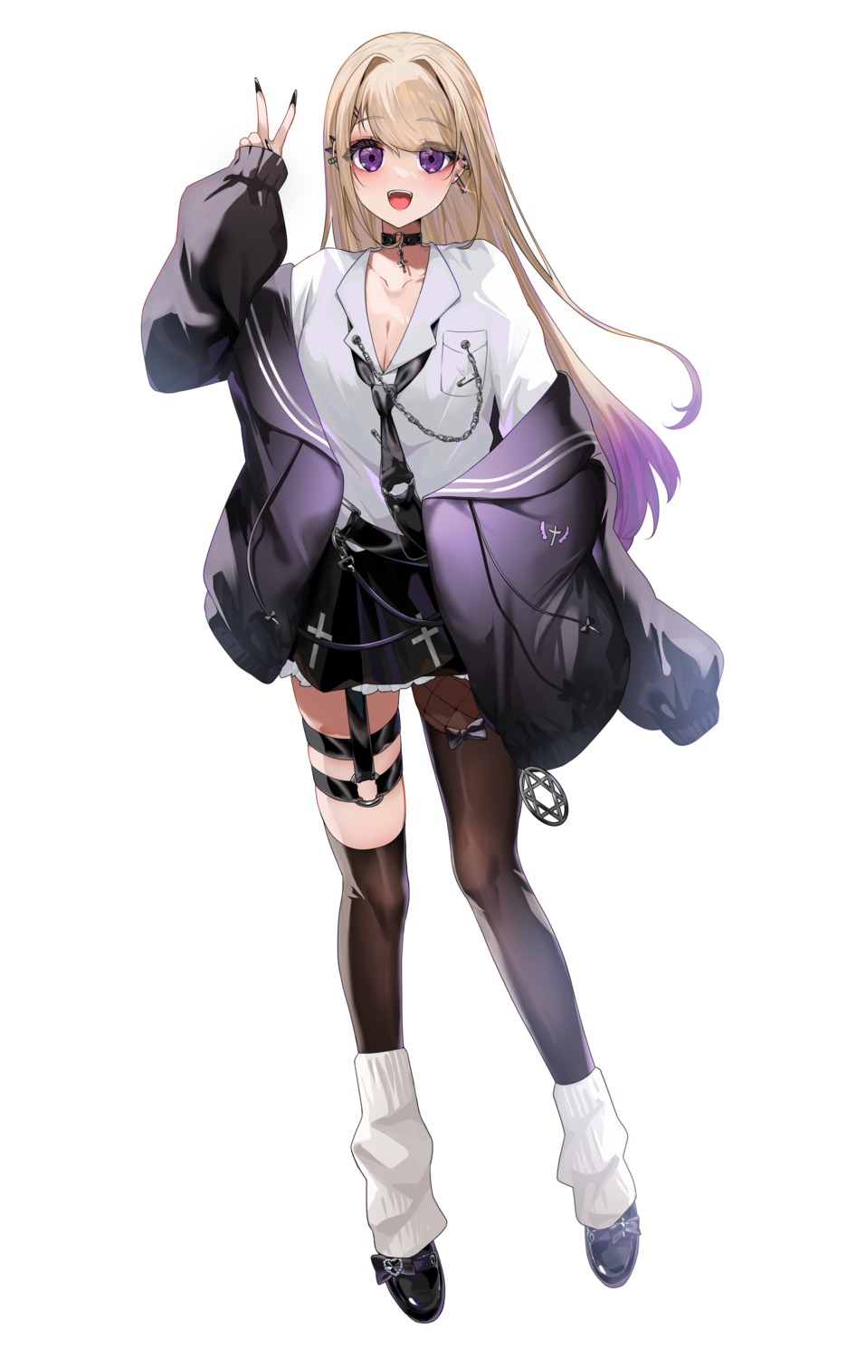 cadorunrun, cleavage, garter, seifuku, thighhighs