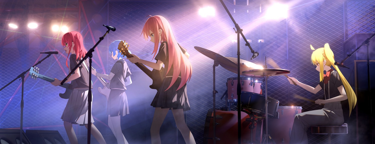 alisi, bocchi_the_rock!, gotou_hitori, guitar, ijichi_nijika, kita_ikuyo, seifuku, uniform