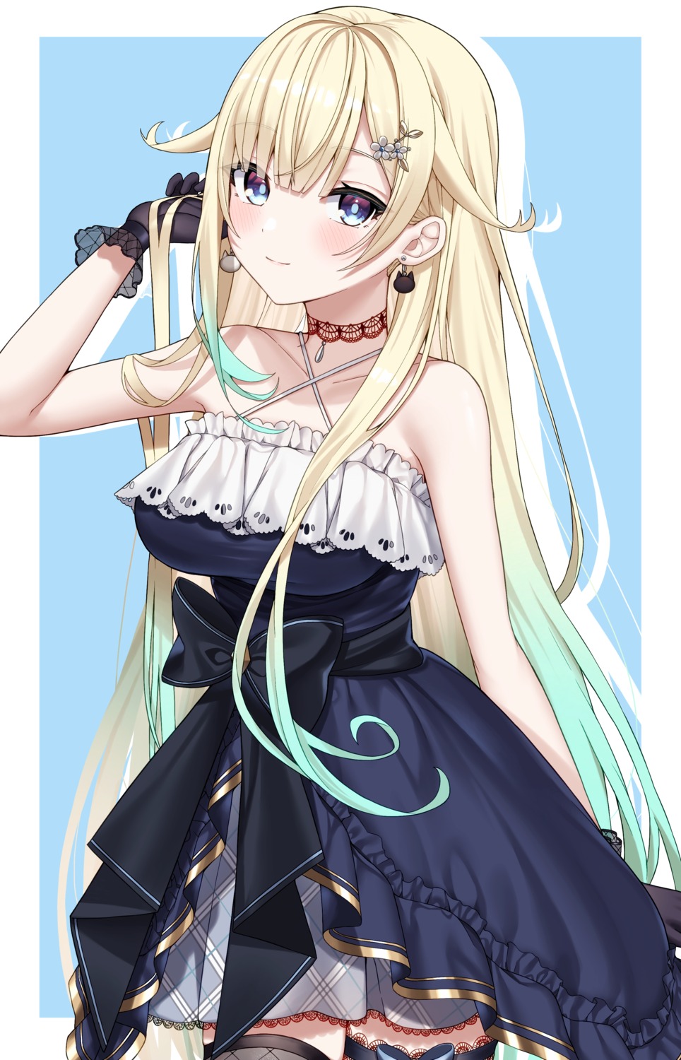 aizawa_ema, dress, honeyhoppin, no_bra, thighhighs, vspo!