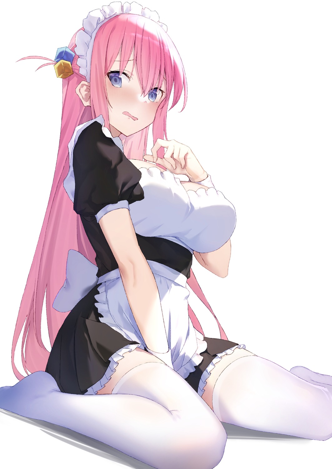 bocchi_the_rock!, gotou_hitori, maid, niji_(user_gaxk2333), thighhighs