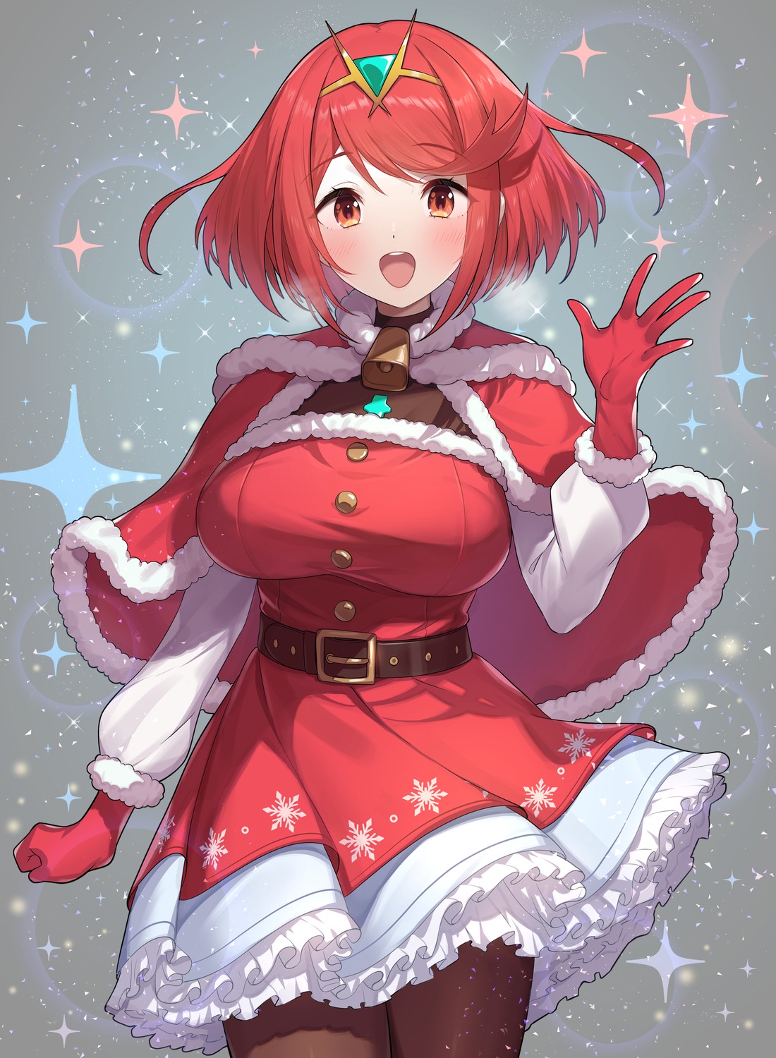 christmas, dress, green322, homura_(xenoblade_2), pantyhose, xenoblade_(series), xenoblade_2
